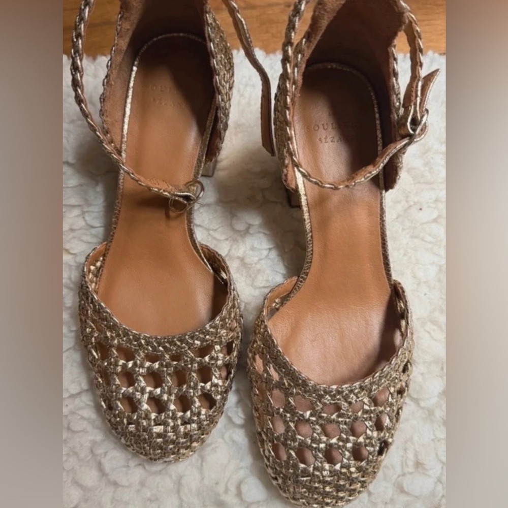 Sezane Emmanuelle Babies Gold Pump Heels Sandals - Picture 3 of 6